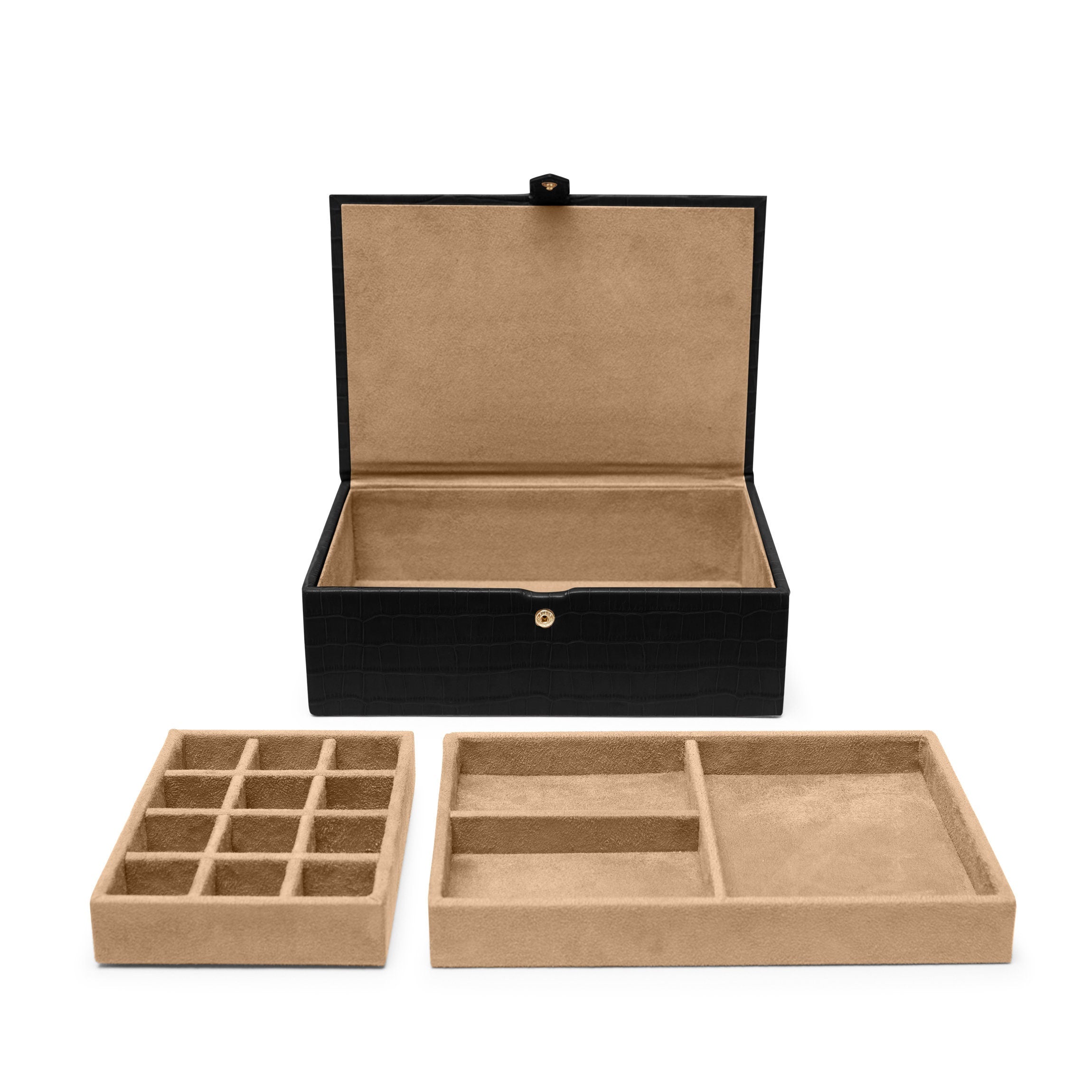 Boîte à bijoux moyenne en crocodile noir 3