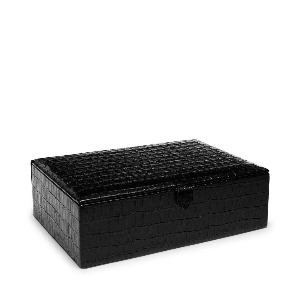 Boîte à bijoux moyenne en crocodile noir 4