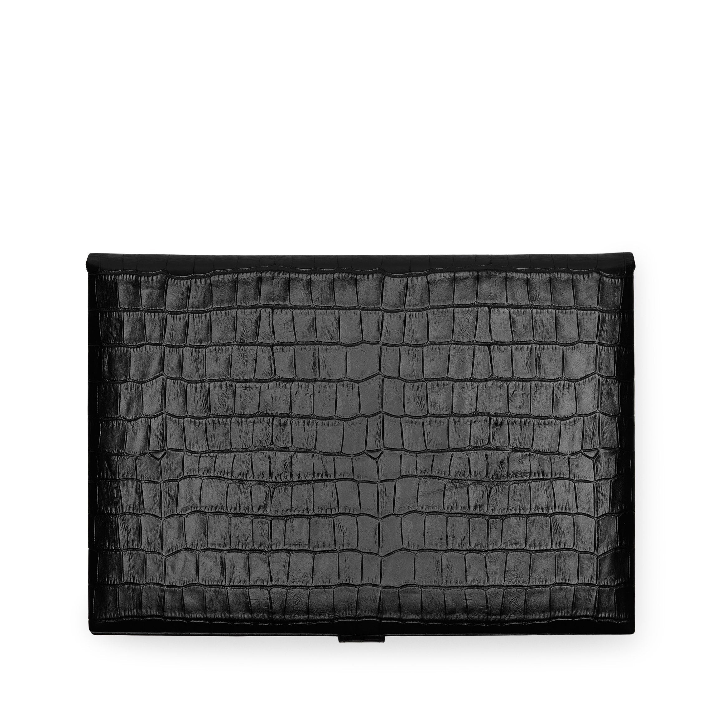 Boîte à bijoux moyenne en crocodile noir 6