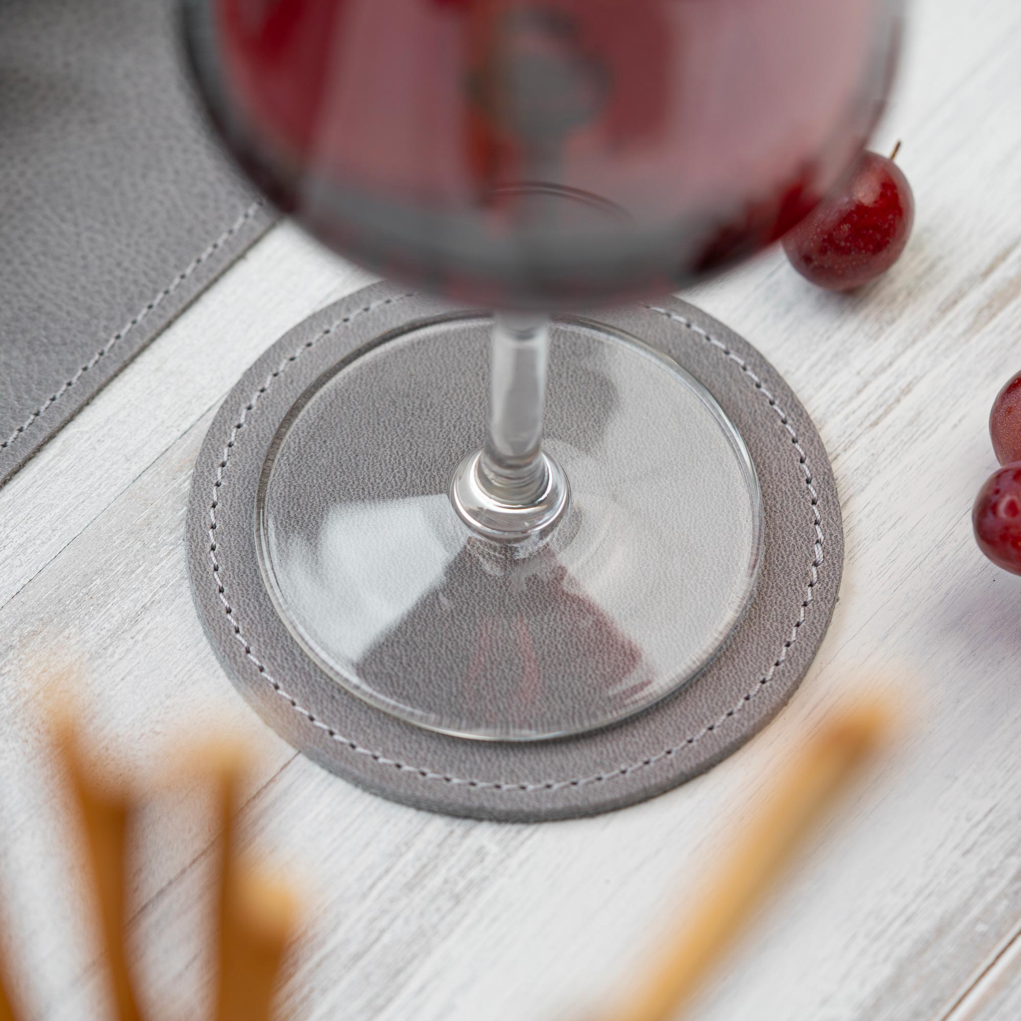 Dessous de Verre Personnalisé en Cuir Nappa – Set de 6 Antidérapants Élégants pour Table 2