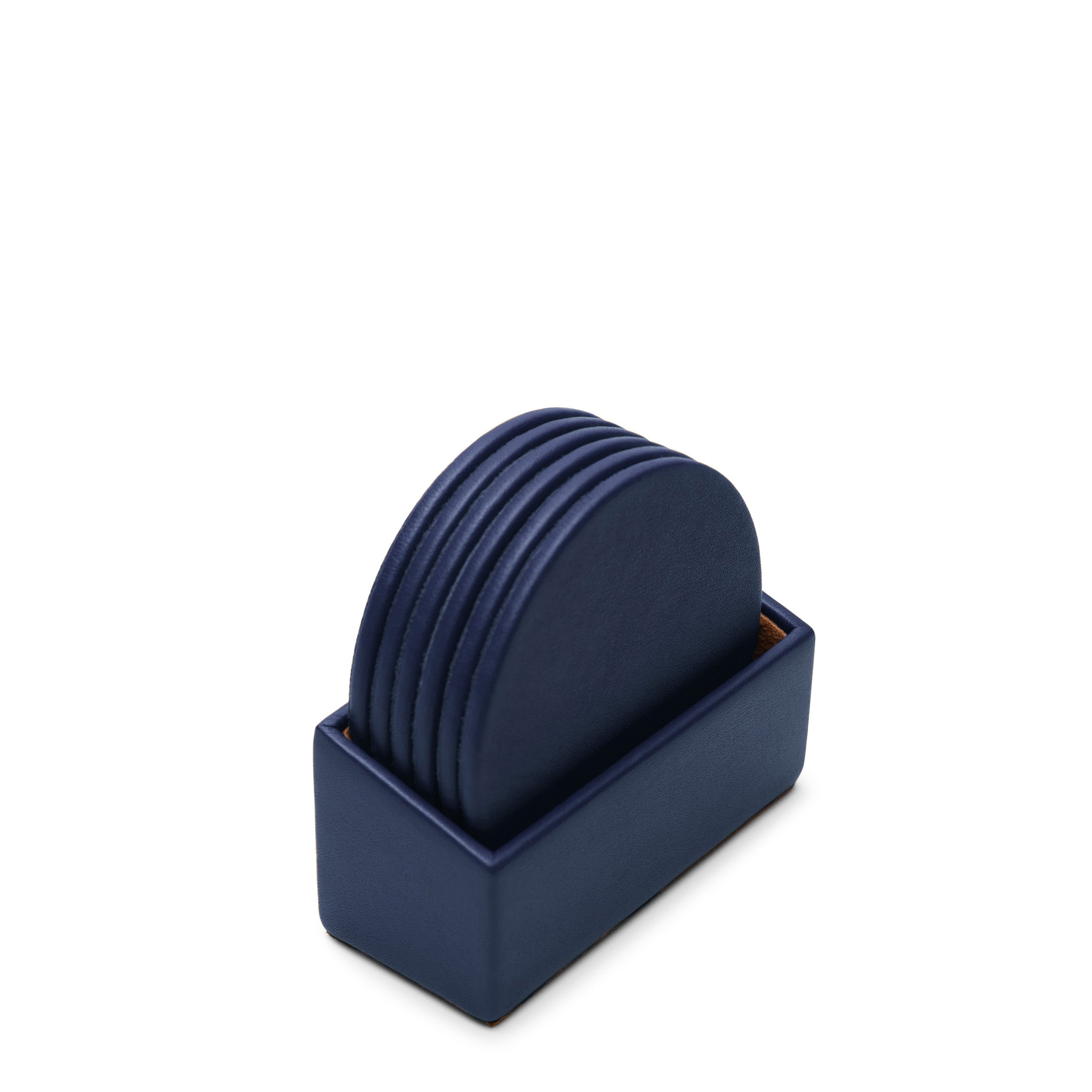 Dessous de verre ronds classiques et support, lot de 6, bleu marine 0