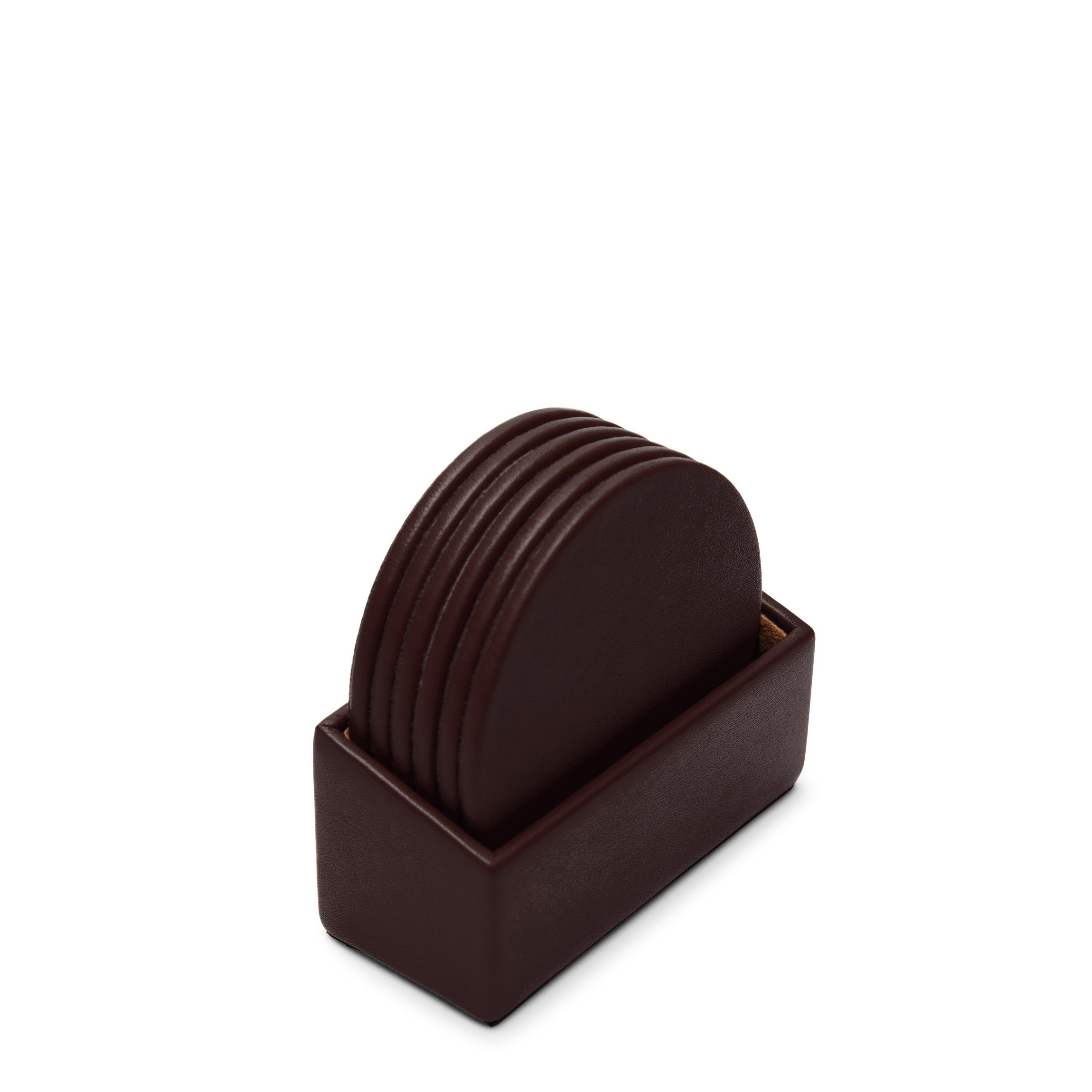 Dessous de verre ronds classiques et support, lot de 6, marron 0