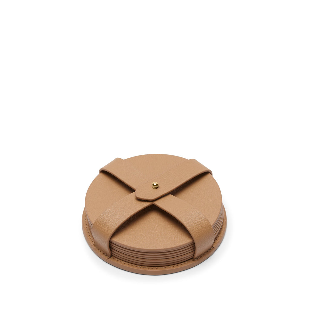 Dessous de verre ronds modernes et support, lot de 8, couleur beige 0