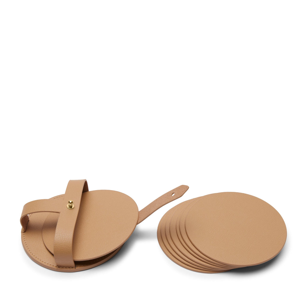 Dessous de verre ronds modernes et support, lot de 8, couleur beige 1