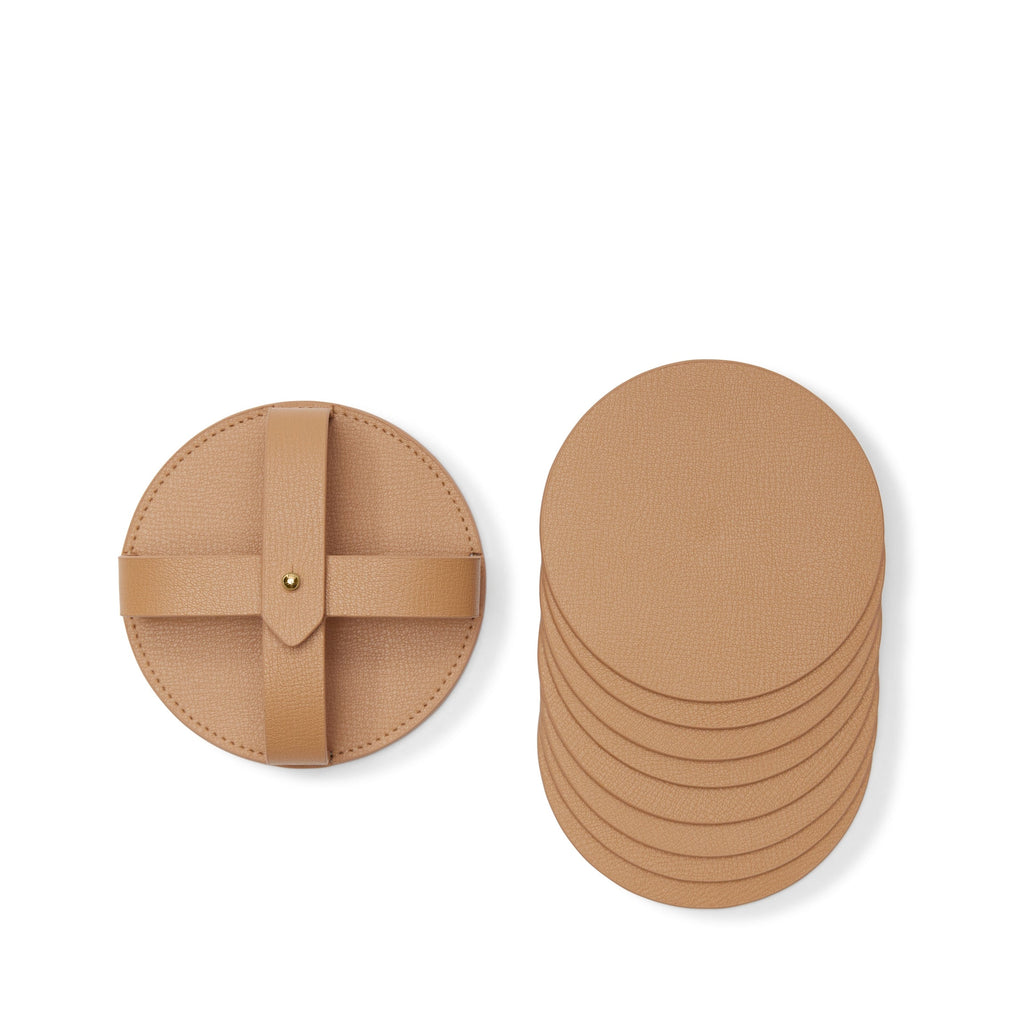 Dessous de verre ronds modernes et support, lot de 8, couleur beige 2