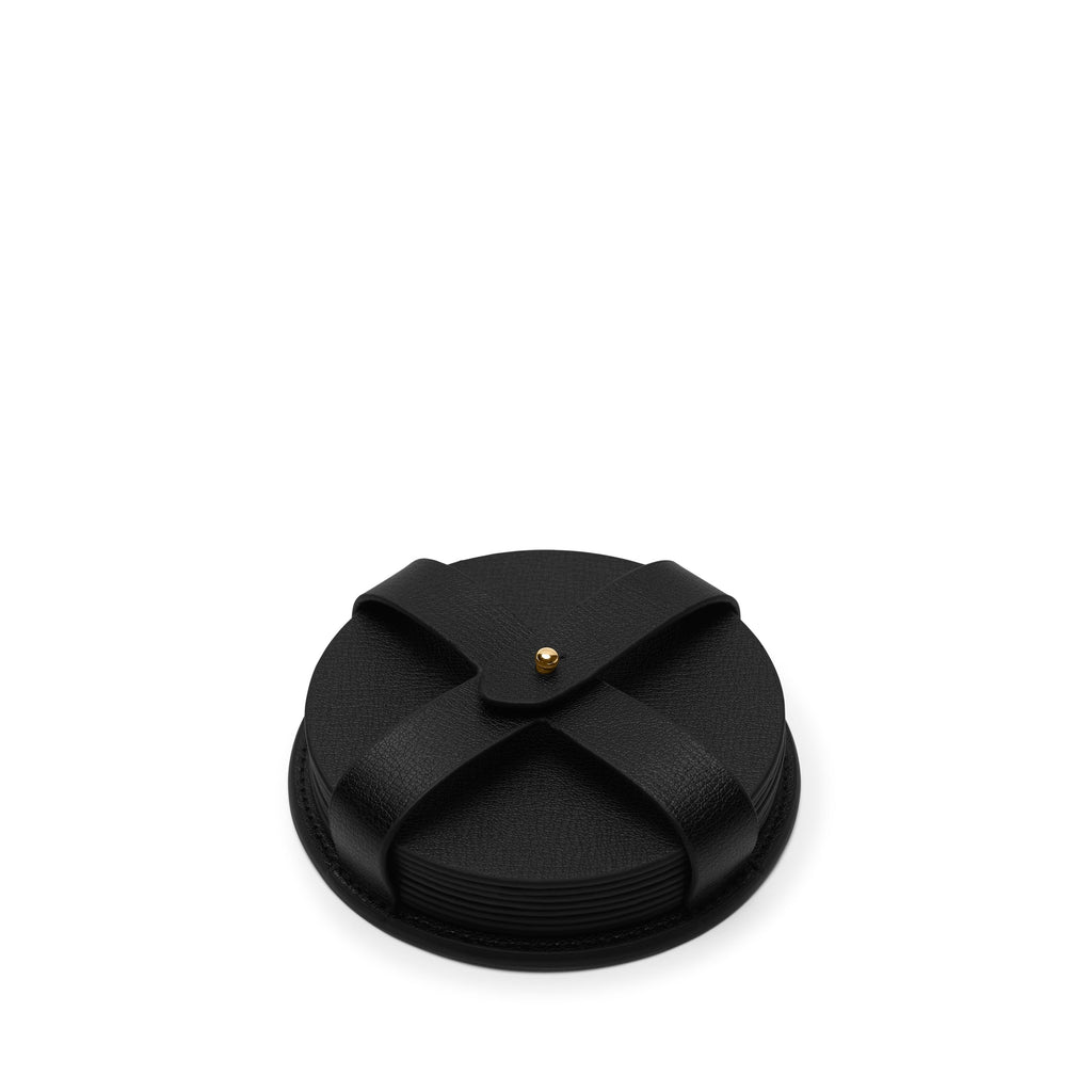 Dessous de verre ronds modernes et support, lot de 8 noirs 0