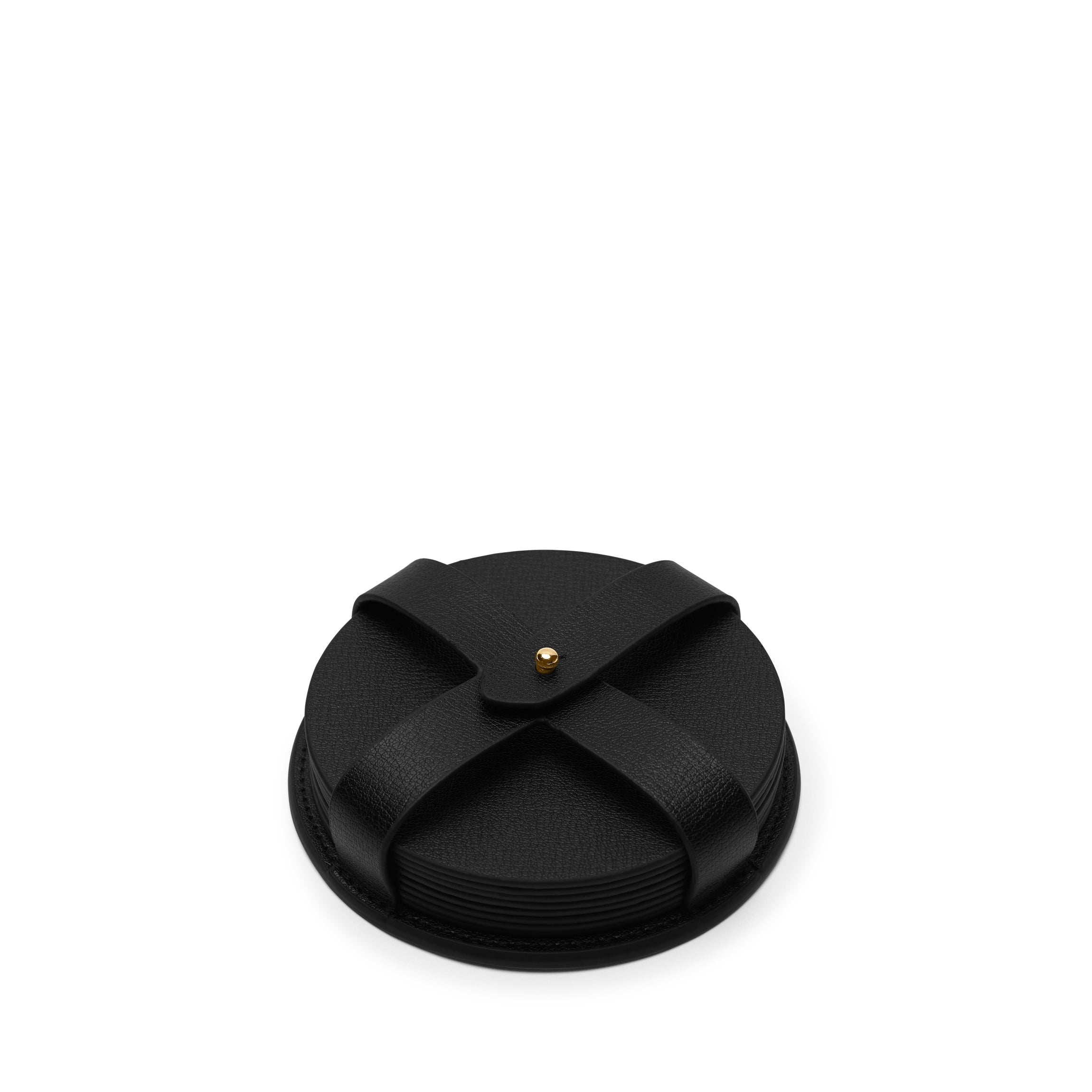 Dessous de verre ronds modernes et support, lot de 8 noirs 0