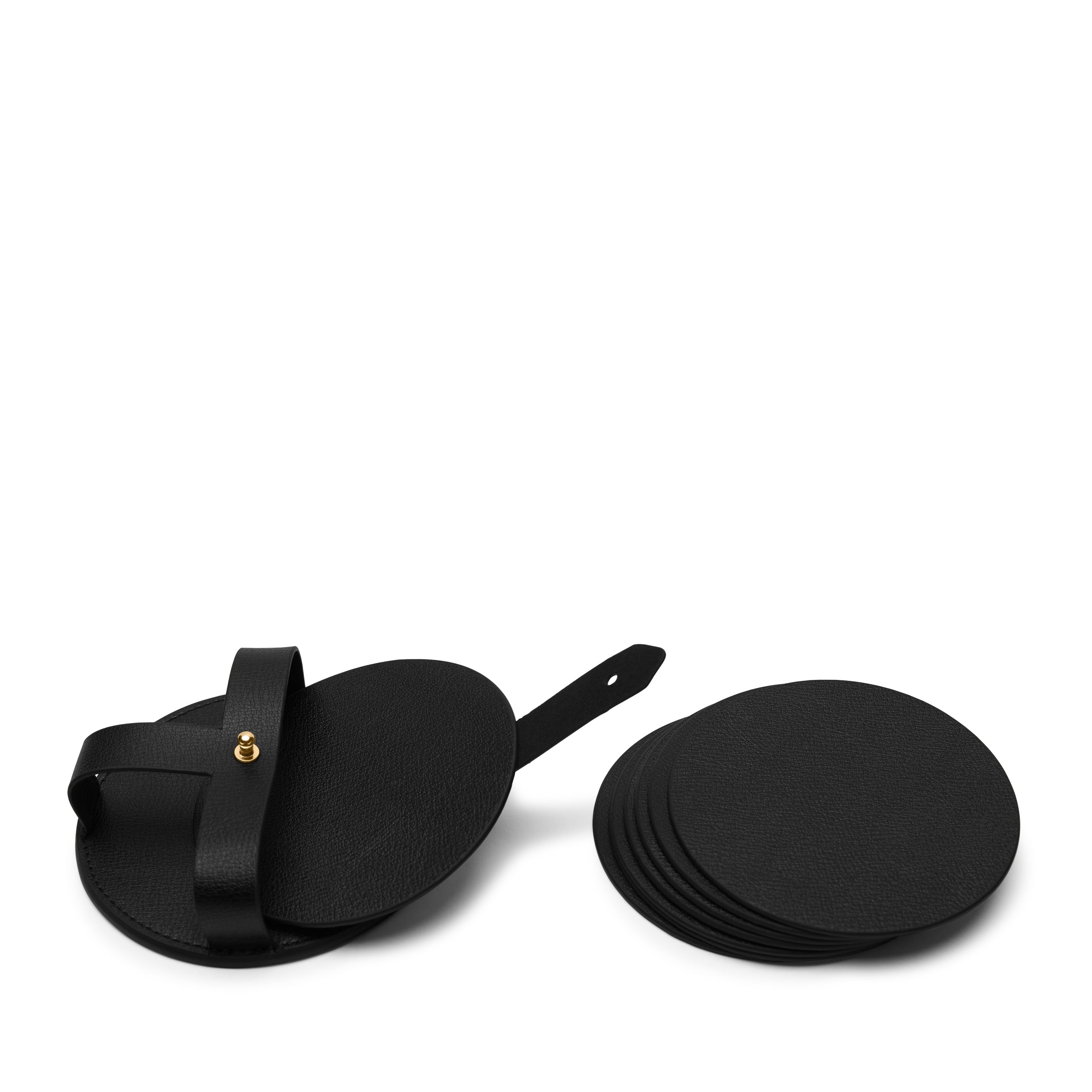 Dessous de verre ronds modernes et support, lot de 8 noirs 1