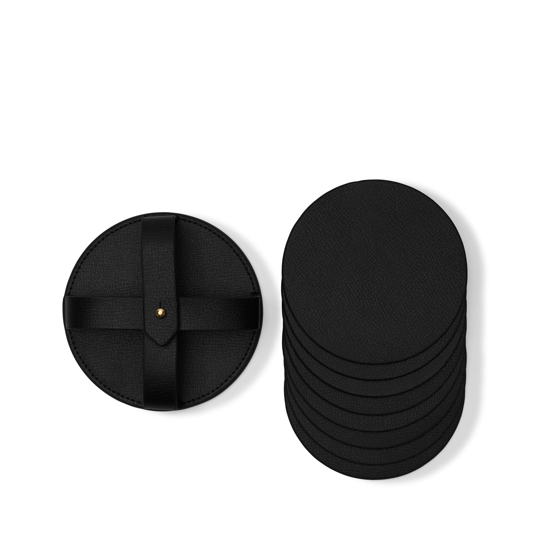 Dessous de verre ronds modernes et support, lot de 8 noirs 2