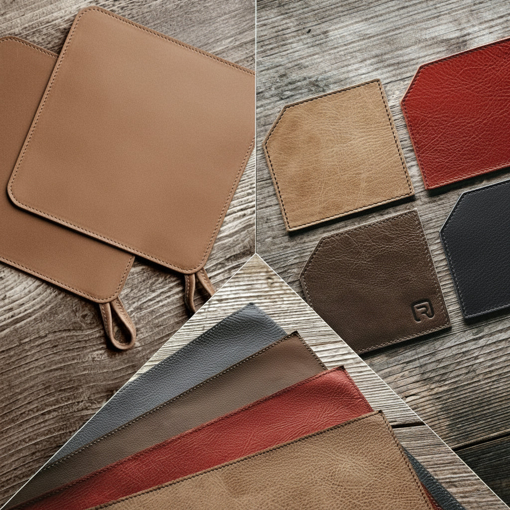 Ensemble Salle à Manger en Cuir Nappa Italien - 8 Sets de Table, 8 Dessous de Verre et 2 Maniques Artisanaux 1