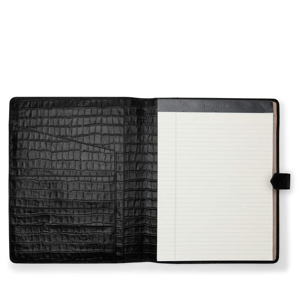 Porte-documents Letter Snap en crocodile noir 0