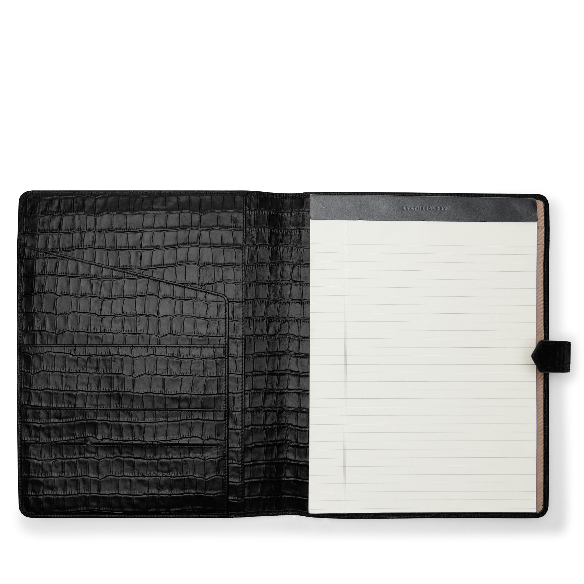 Porte-documents Letter Snap en crocodile noir 0