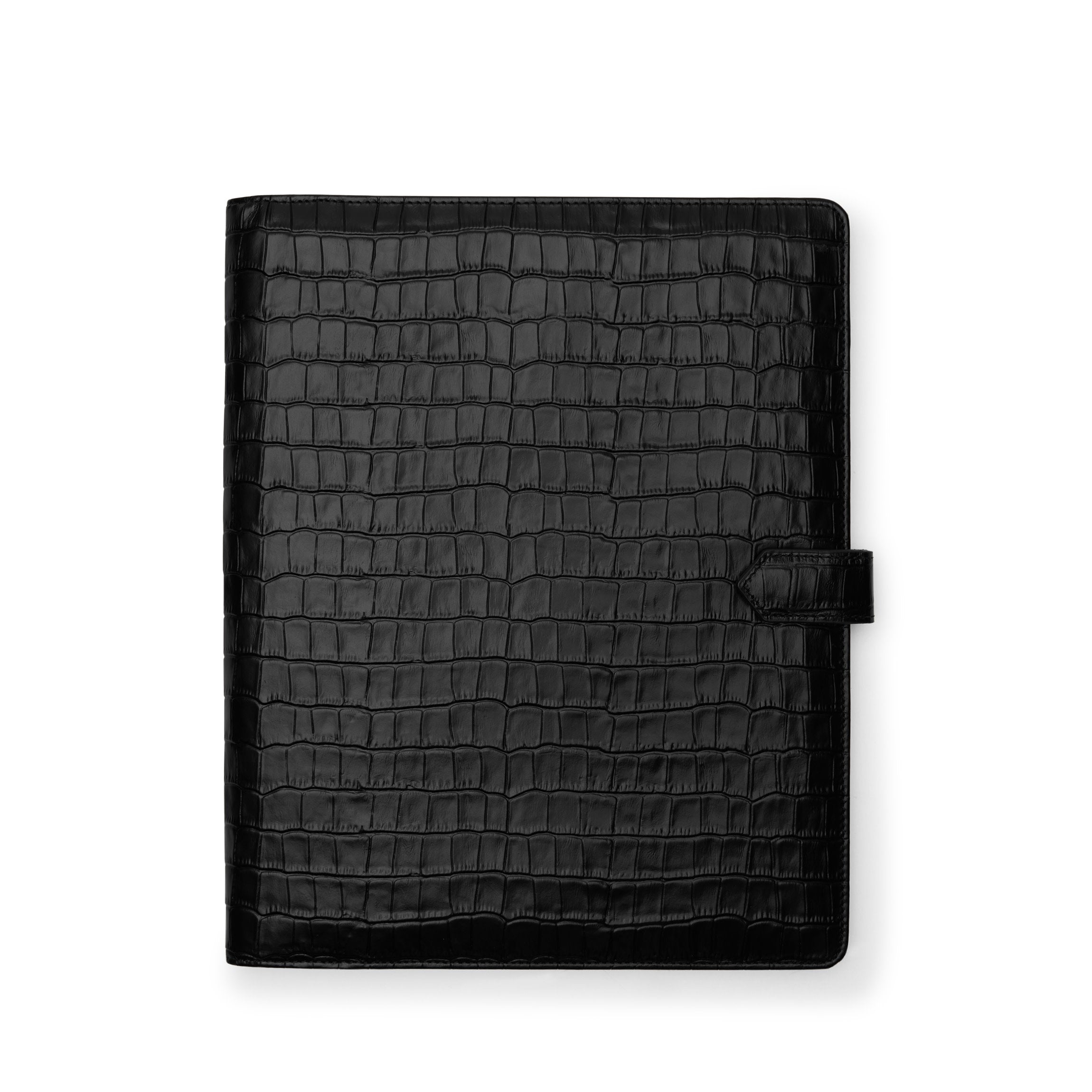 Porte-documents Letter Snap en crocodile noir 1