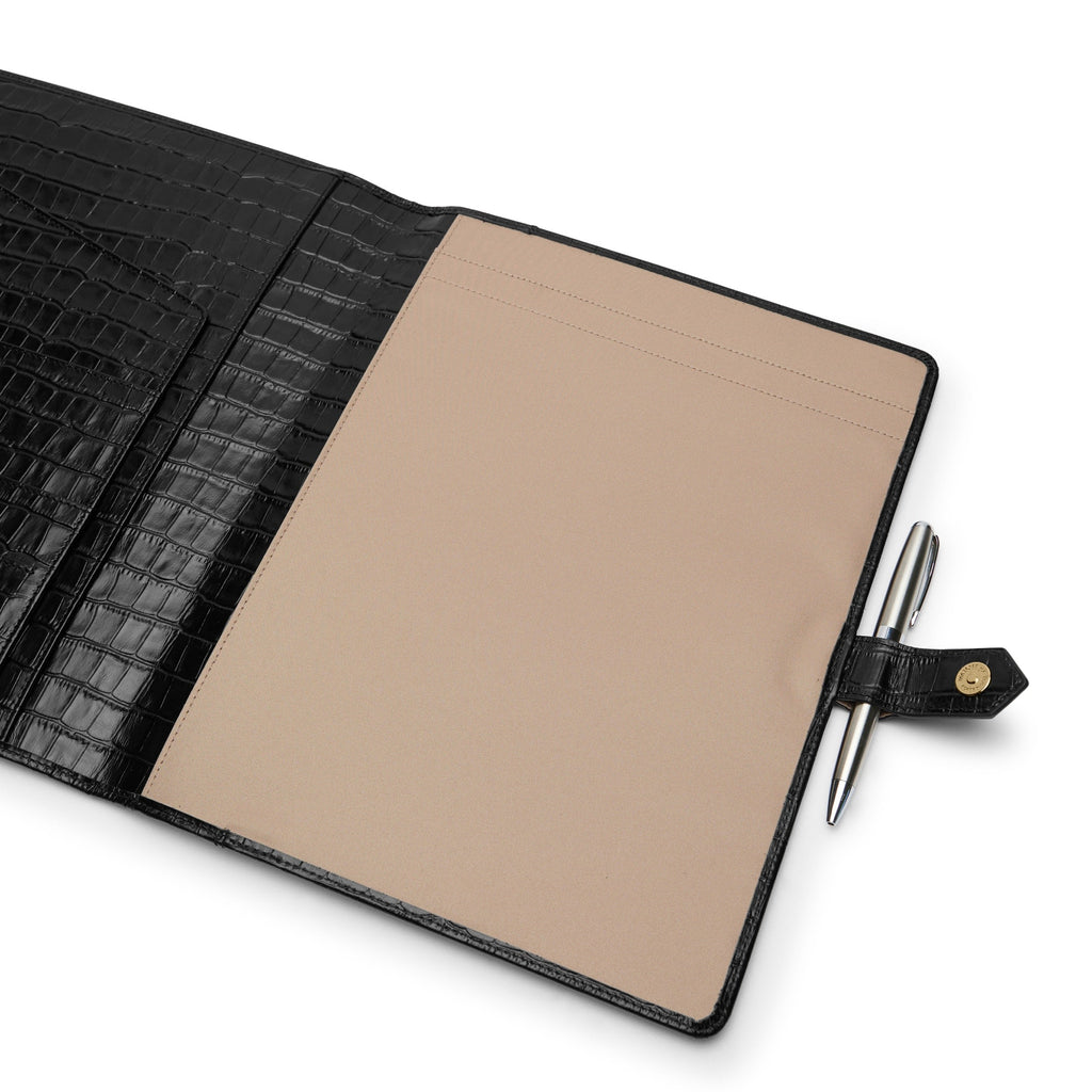 Porte-documents Letter Snap en crocodile noir 2