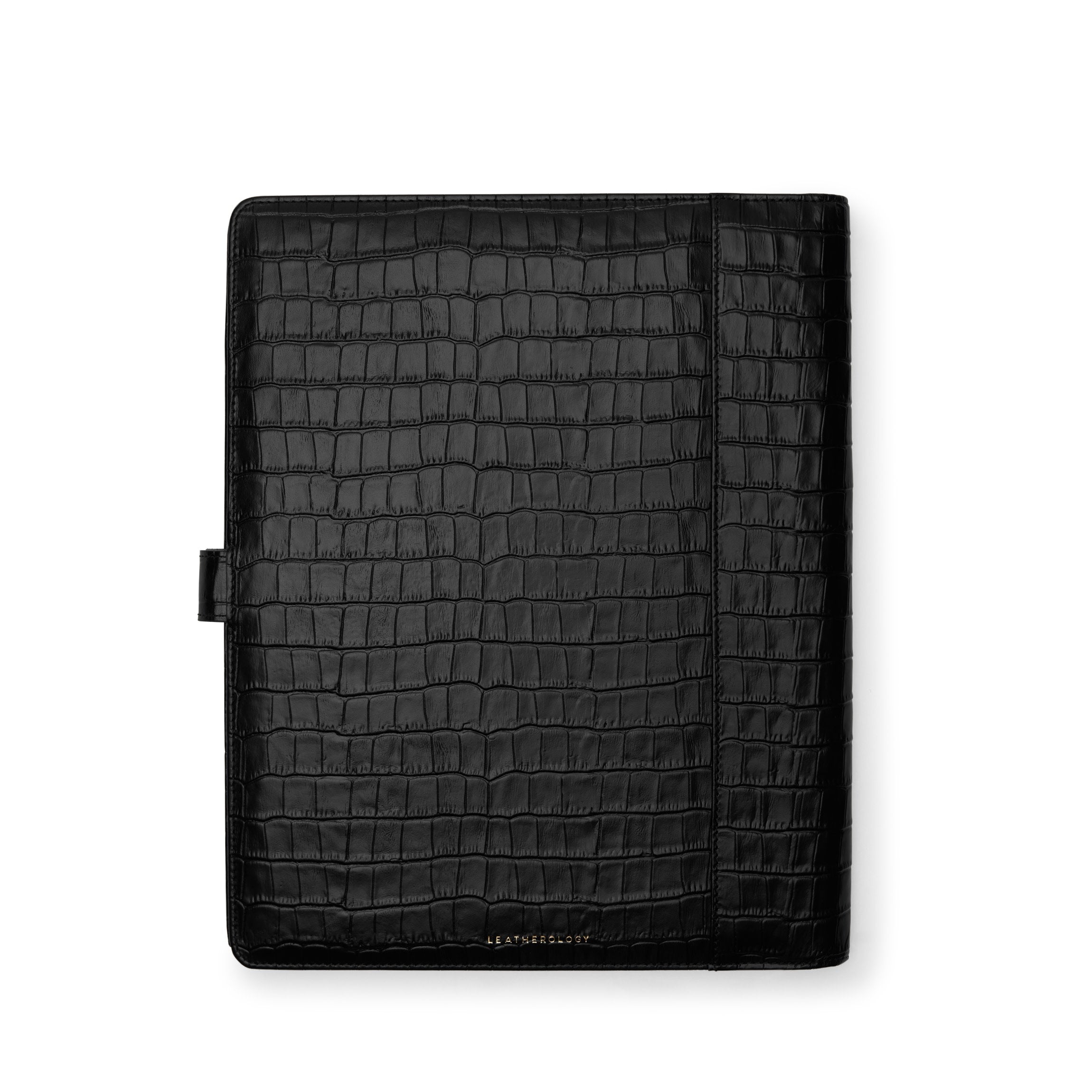 Porte-documents Letter Snap en crocodile noir 3