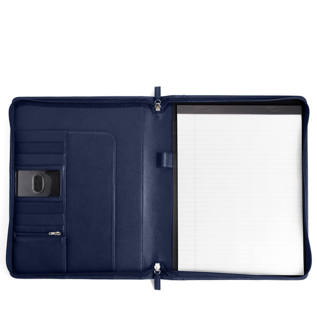 Porte-documents classique à fermeture éclair bleu marine 0