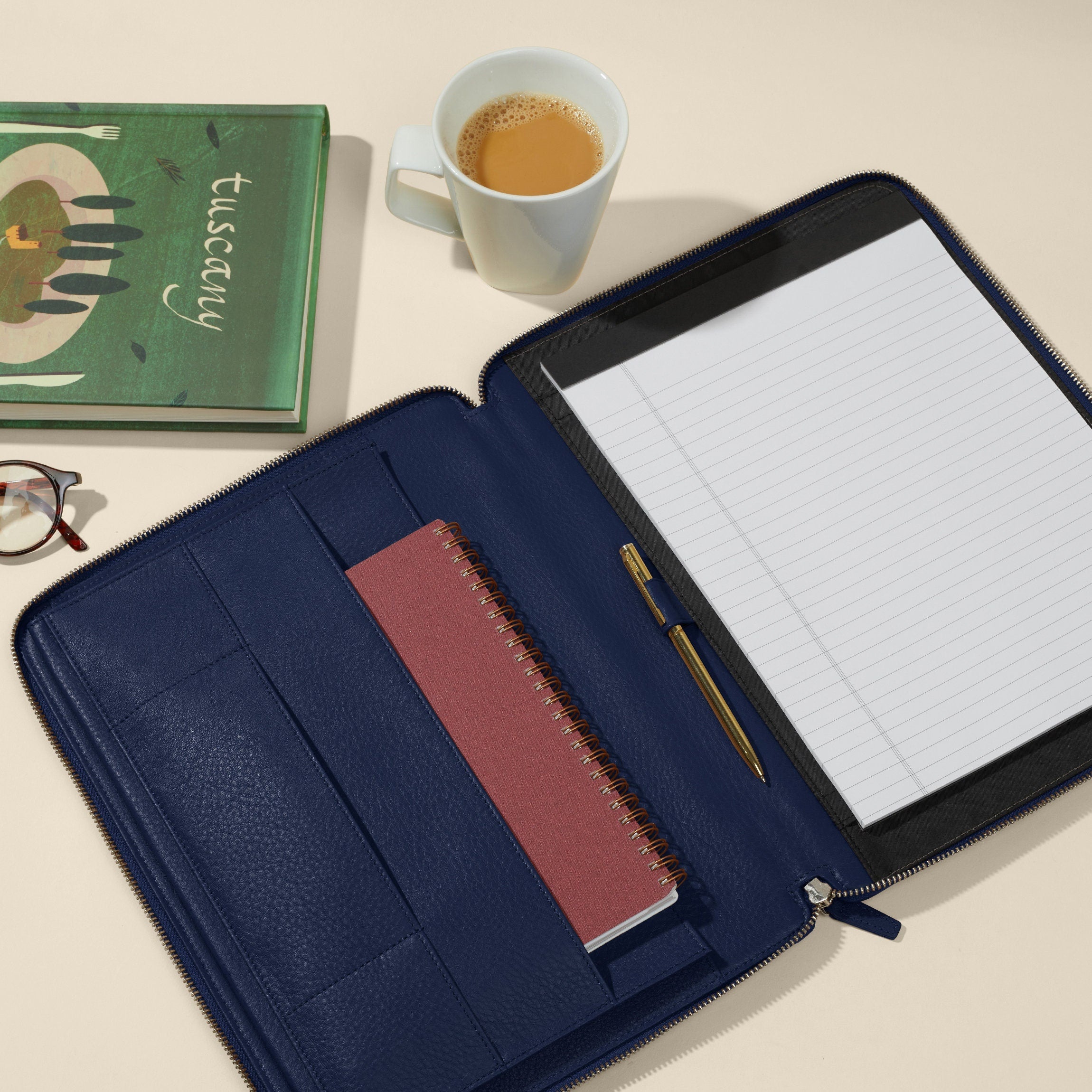 Portefeuille zippé de direction bleu marine 1