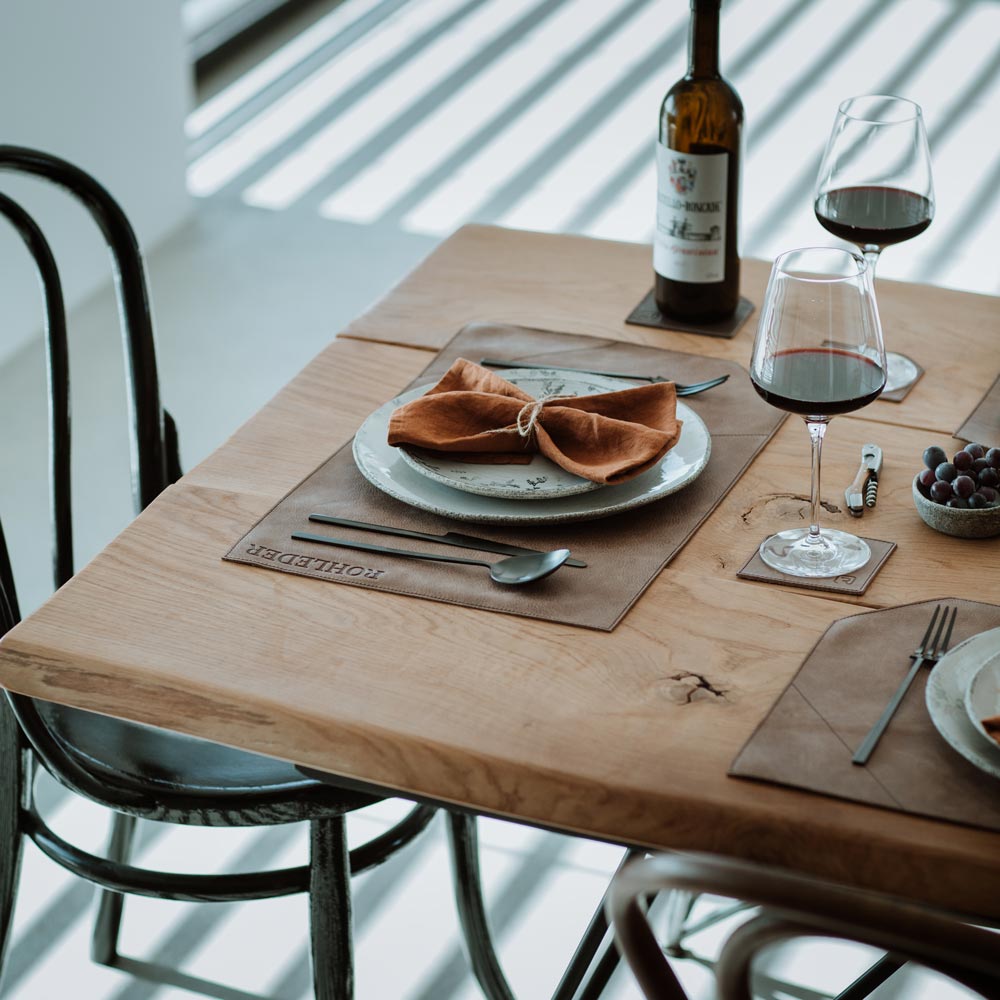 Set de Table en Cuir Nappa – Ensemble de 8 Sets de Table et 8 Dessous de Verre Élégants pour Salle à Manger 6