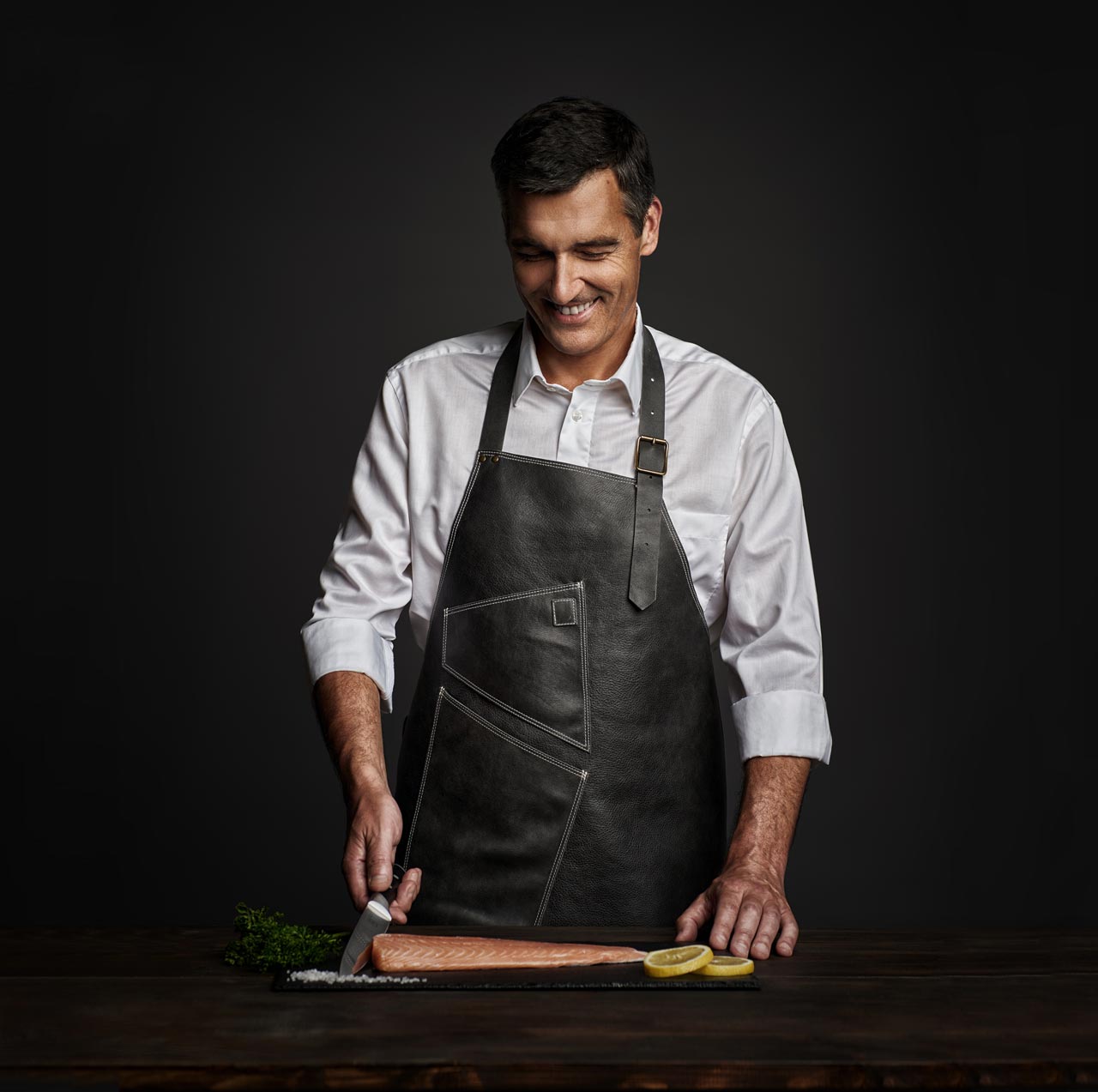 Tablier de cuisine en cuir 'Nero' 0