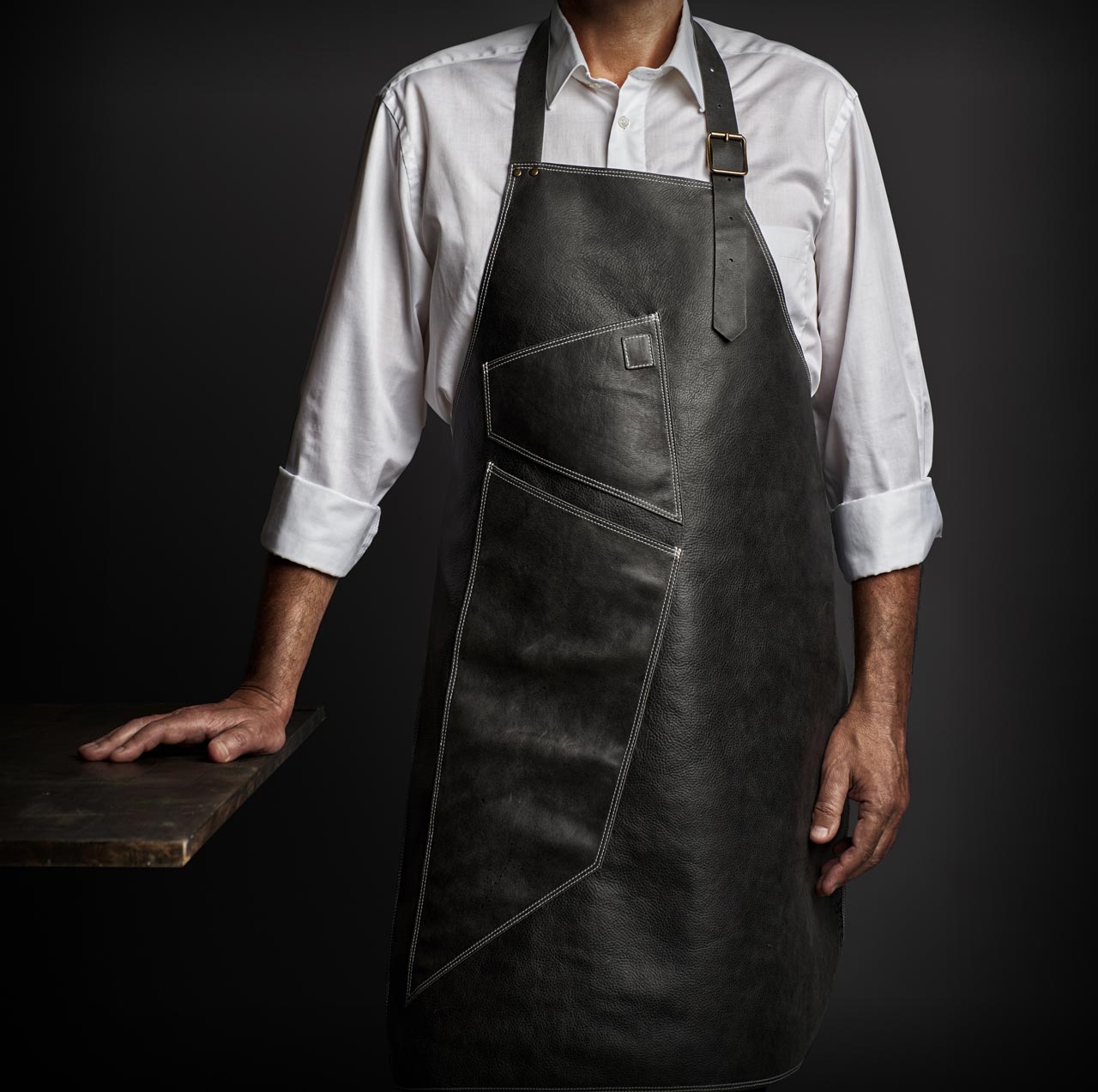 Tablier de cuisine en cuir 'Nero' 1