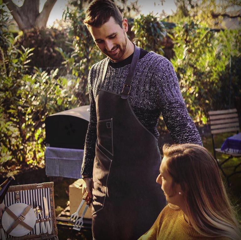 Tablier de cuisine en cuir 'Nero' 2